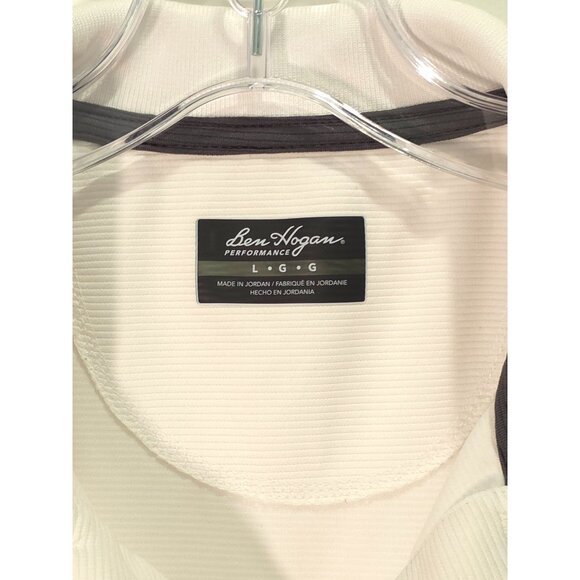 Ben Hogan Performance Polo Shirt L/XL White Short Sleeve Ribbed Texture - Picture 2 of 9